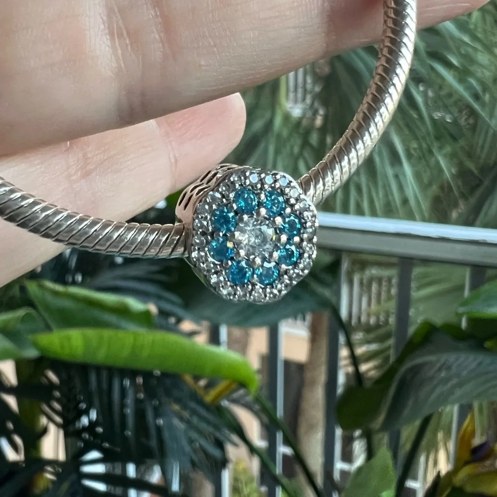 Blue Sparkle Flower Charm